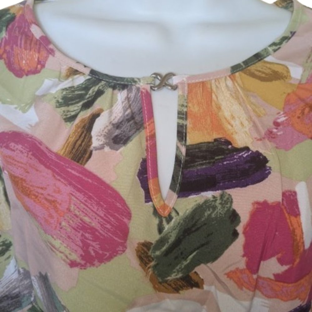 S238  Long Sleeve Floral Blouse Size XL - Picture 3 of 4